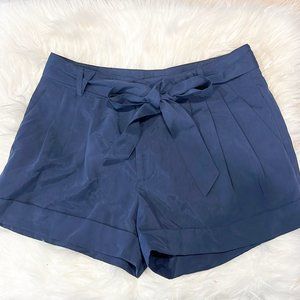 Navy Paper Bag Shorts with Belt Tie